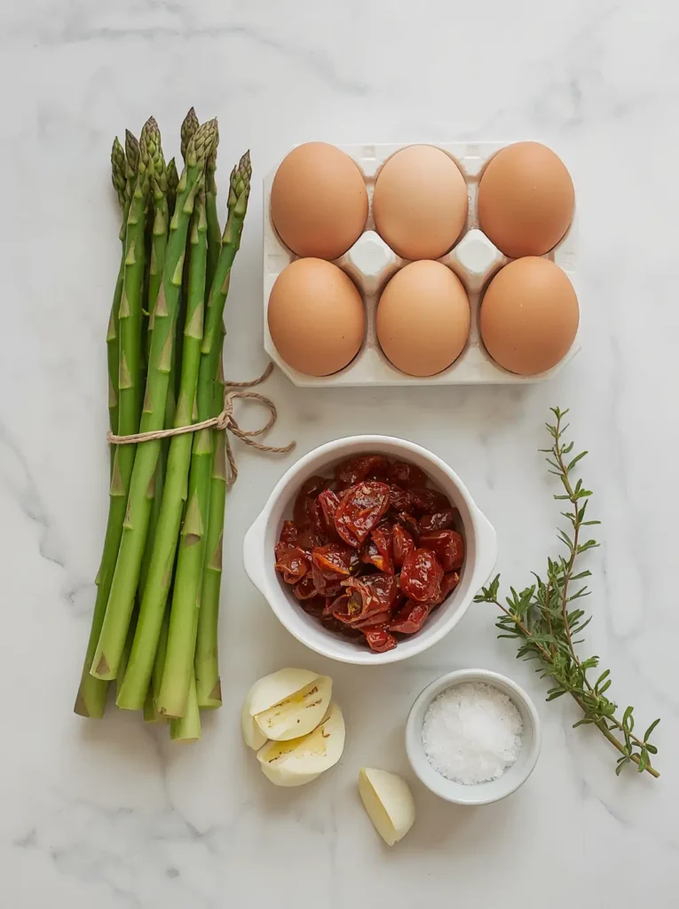 Keto Frittata with Asparagus 2 Fresh ingredients for a low carb frittata with asparagus