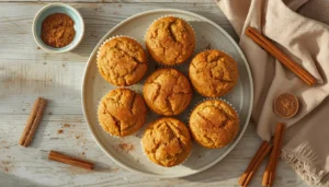 Keto Cinnamon Muffins Keto cinnamon muffins on a white plate for easy breakfast