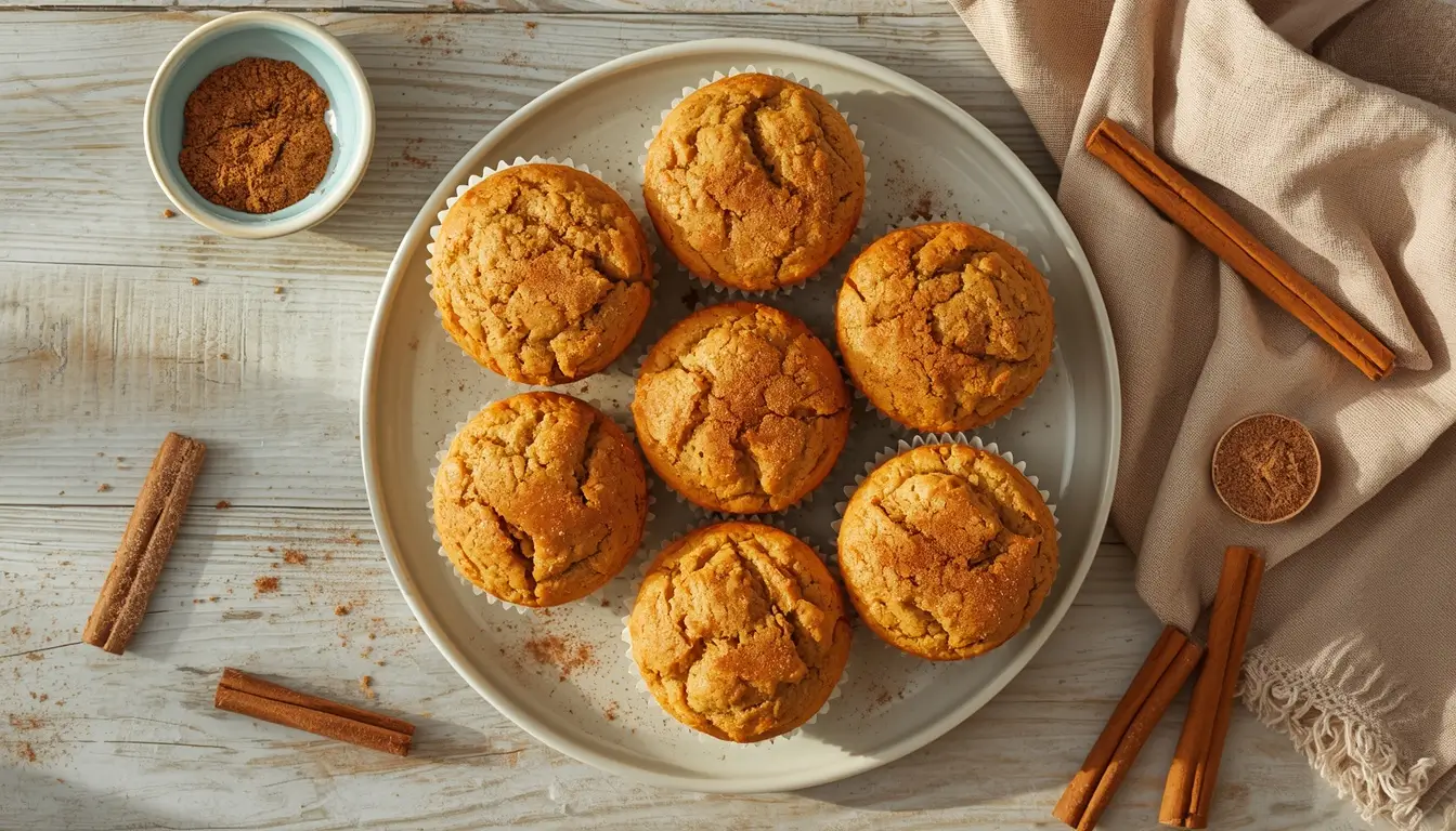 Keto Cinnamon Muffins 1 Keto cinnamon muffins on a white plate for easy breakfast