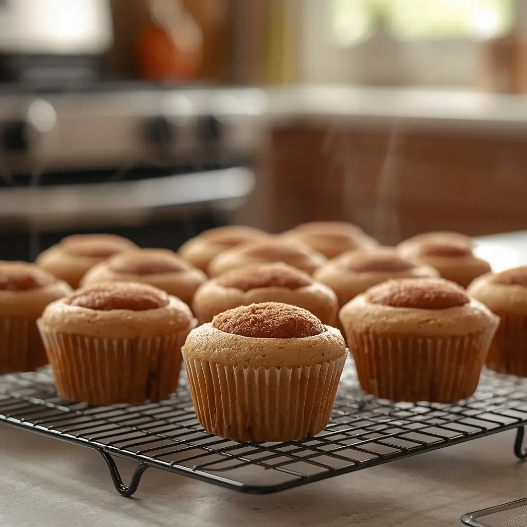 Keto Cinnamon Muffins 3 Freshly baked keto cinnamon muffins recipe cooling on a wire rack