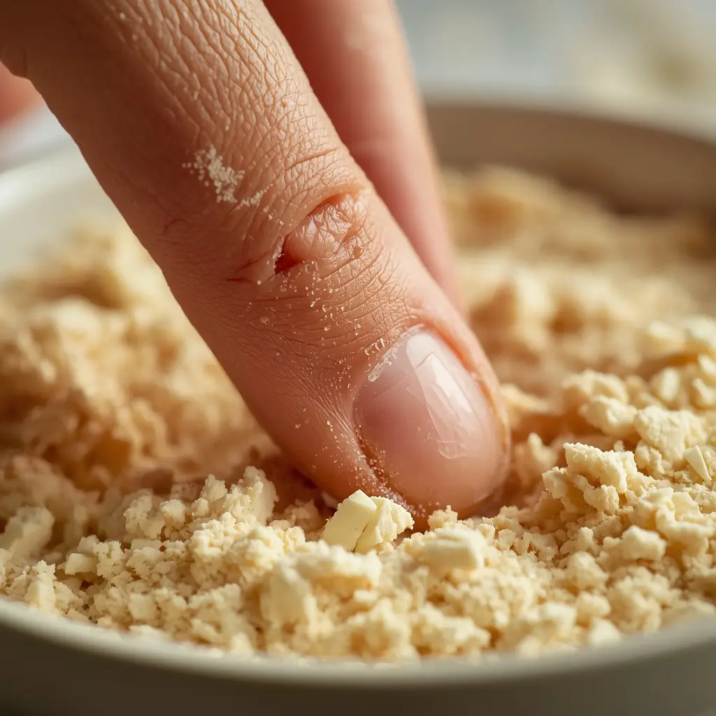 Almond flour crumble topping texture for blackberry crumble keto recipe