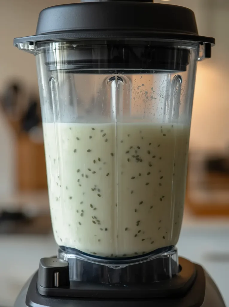 Hemp Milk Recipe 3 blending hemp milk recipe in a high-speed blender with hemp seeds and water