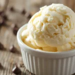Creamy cottage cheese ice cream scooped into a bowl