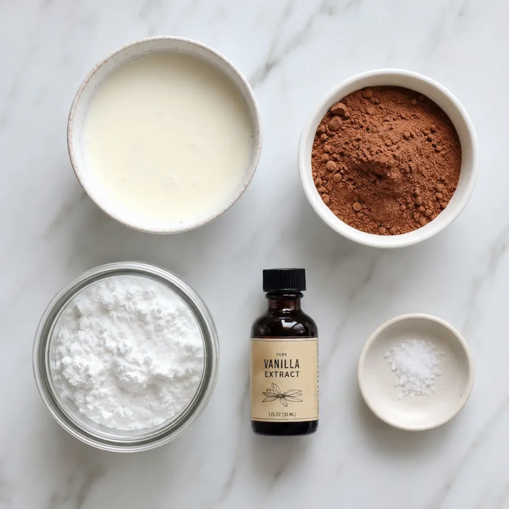Keto Chocolate Mousse 2 Ingredients for keto chocolate mousse recipe including cocoa powder and heavy cream