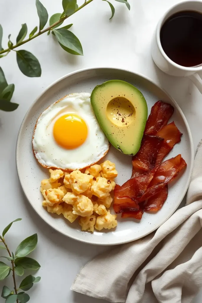 Turkey Bacon in the Oven 4 Cooking turkey bacon in the oven served with eggs and avocado for breakfast