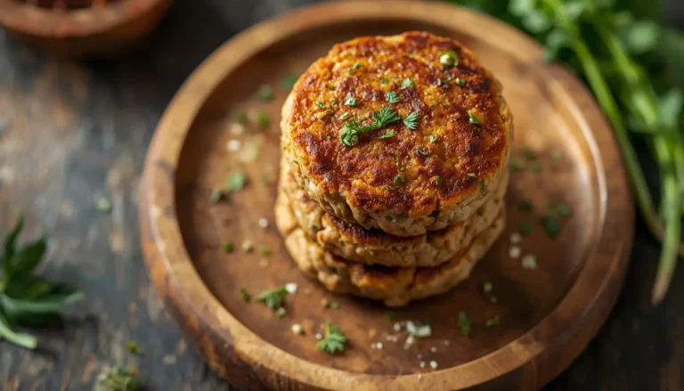 Keto breakfast sausage patties served on a wooden plate