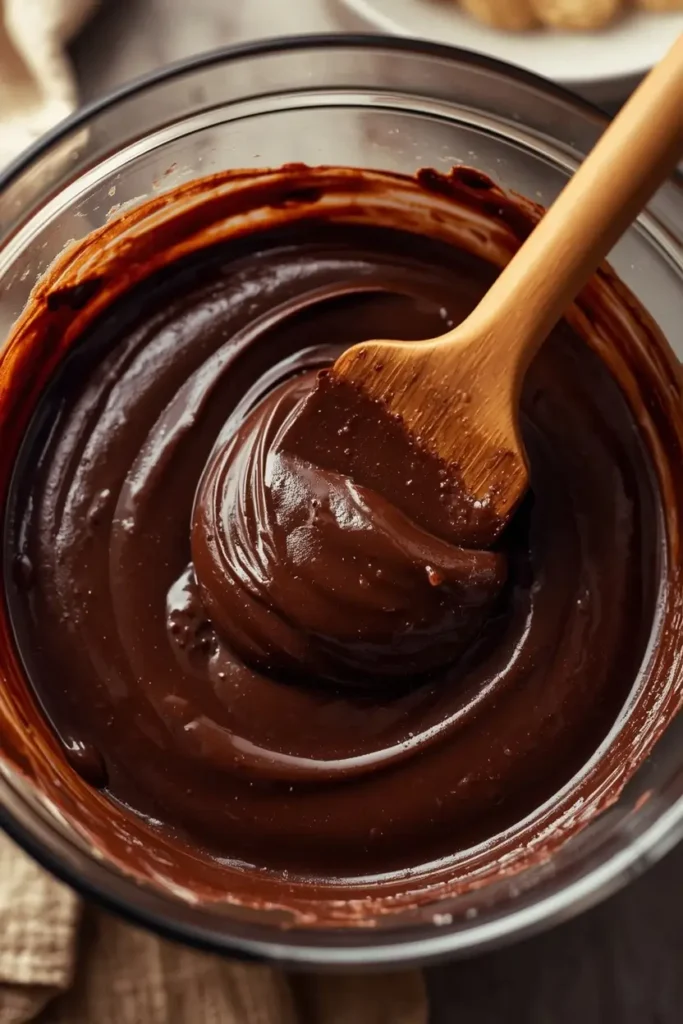 Keto Brownies 3 Keto diet brownies chocolate batter being mixed in a glass bowl