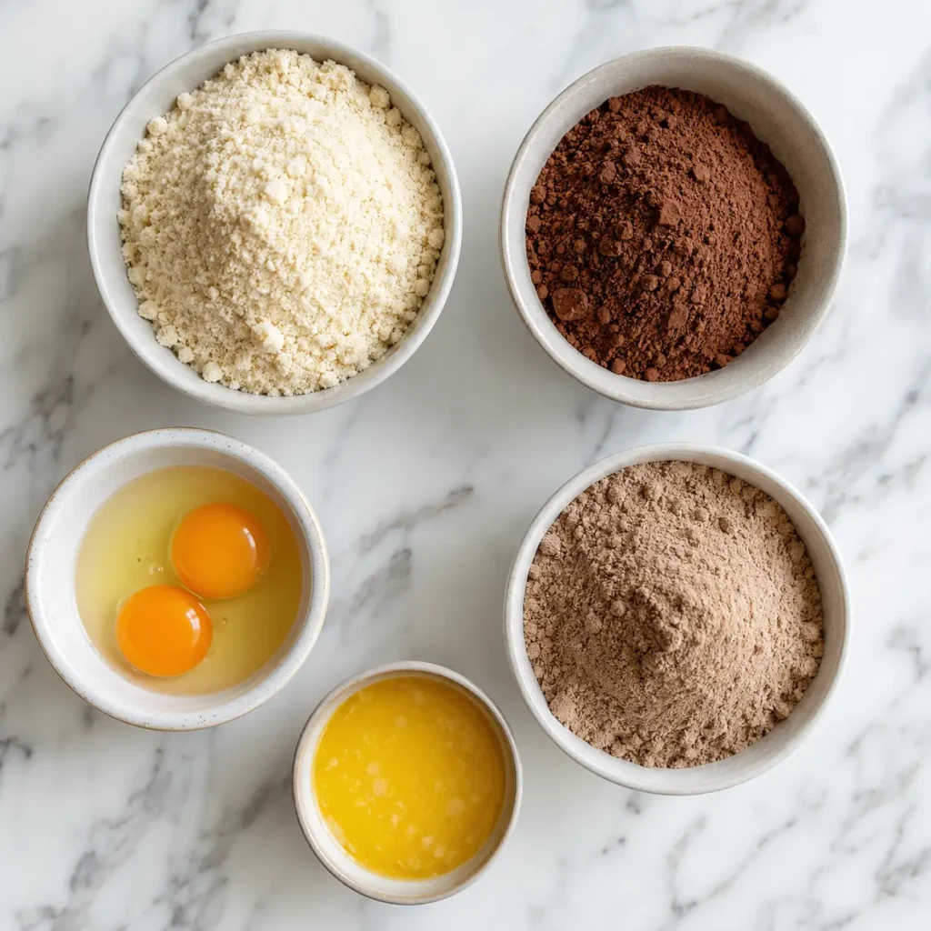 Protein Brownie 2 Ingredients for protein brownie recipe including almond flour and protein powder