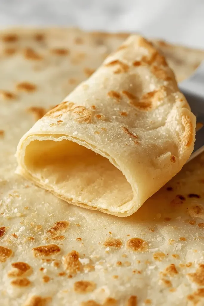 Almond Flour Crepes 5 Close-up of thin, flexible almond flour crepe texture on a spatula