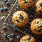 Batch of keto blueberry muffins cooling on a wire rack