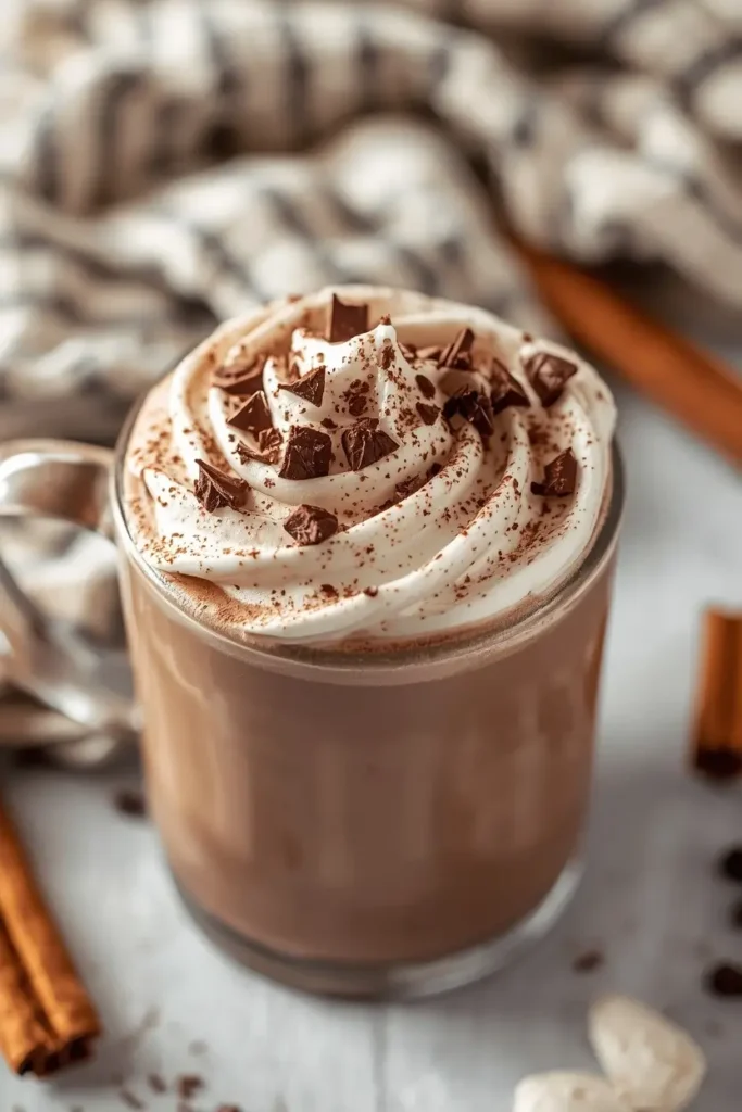 Keto Chocolate Whipped Cream 4 Keto chocolate whipped cream topping a mug of keto hot chocolate