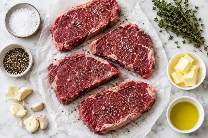 Sirloin Tender Steak 2 Ingredients for sirloin tender steak recipe including top sirloin, garlic, butter, and herbs
